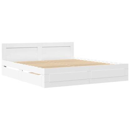 Cadre de lit avec tête de lit – Blanc – 200 x 200 cm