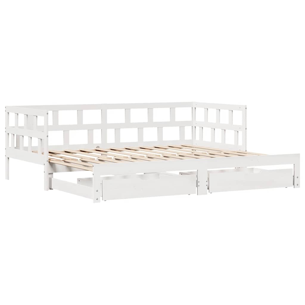 Lit coffre à tiroirs – Blanc – 90 x 190 cm