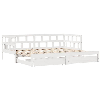 Lit coffre à tiroirs – Blanc – 90 x 190 cm