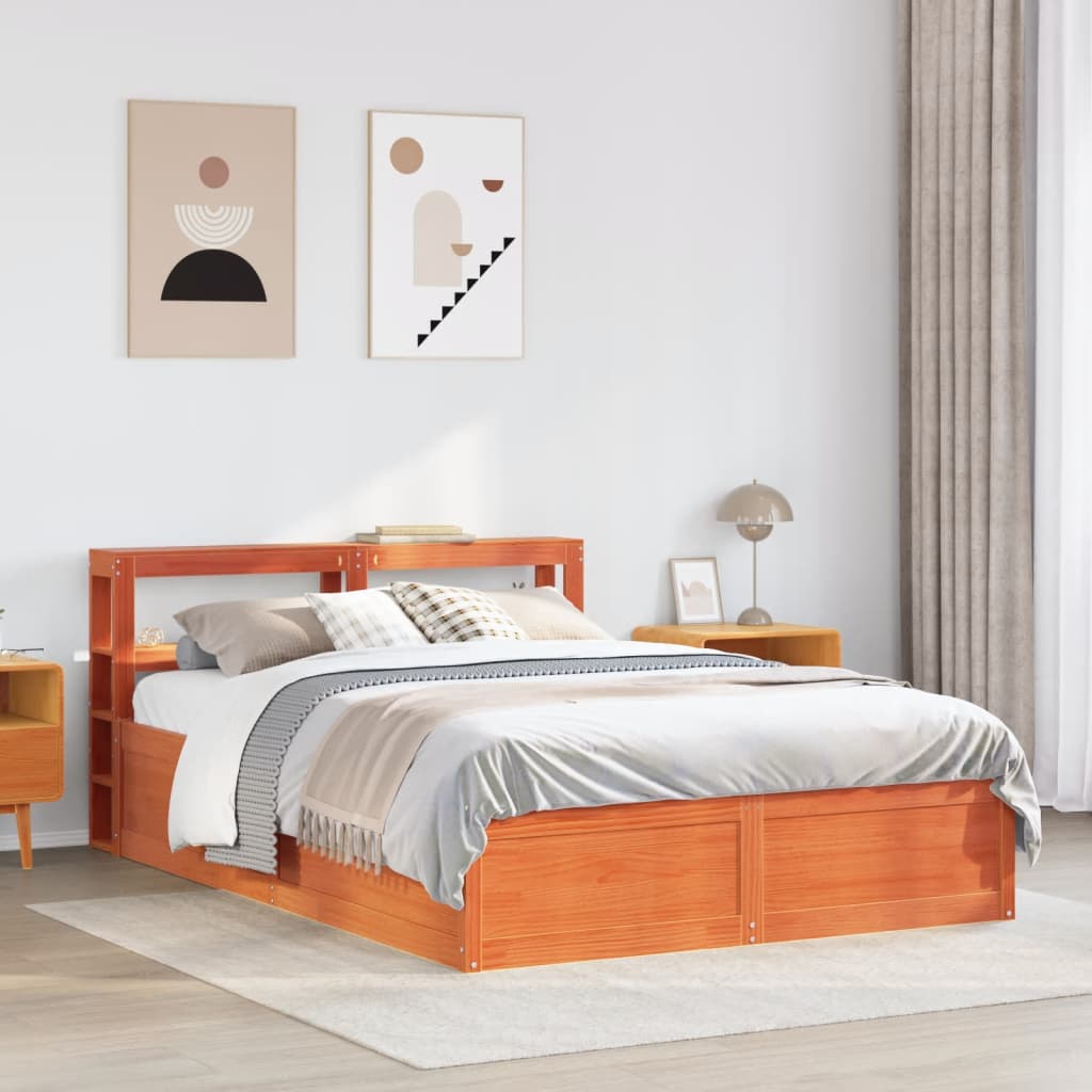 Cadre de lit avec tête de lit – Cire marron – 160 x 200 cm