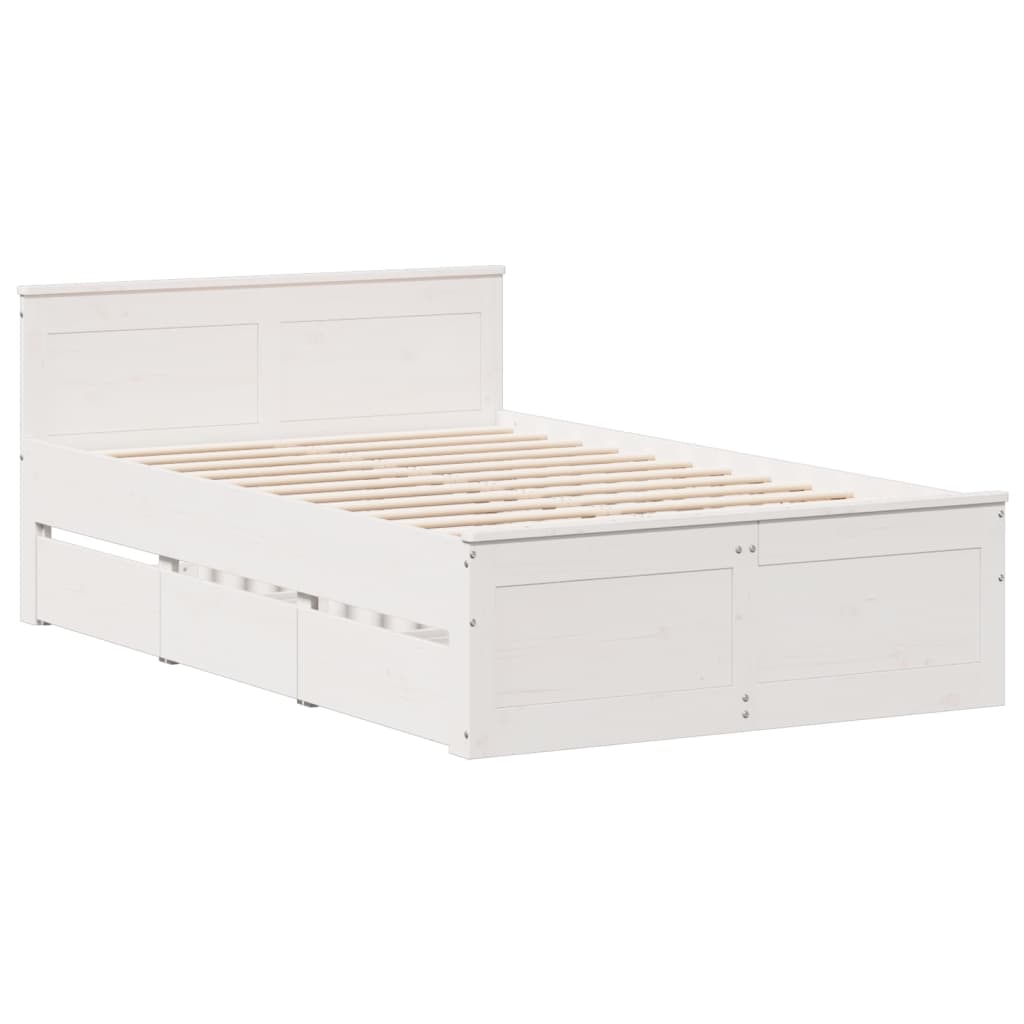 Cadre de lit avec tête de lit – Blanc – 120 x 200 cm