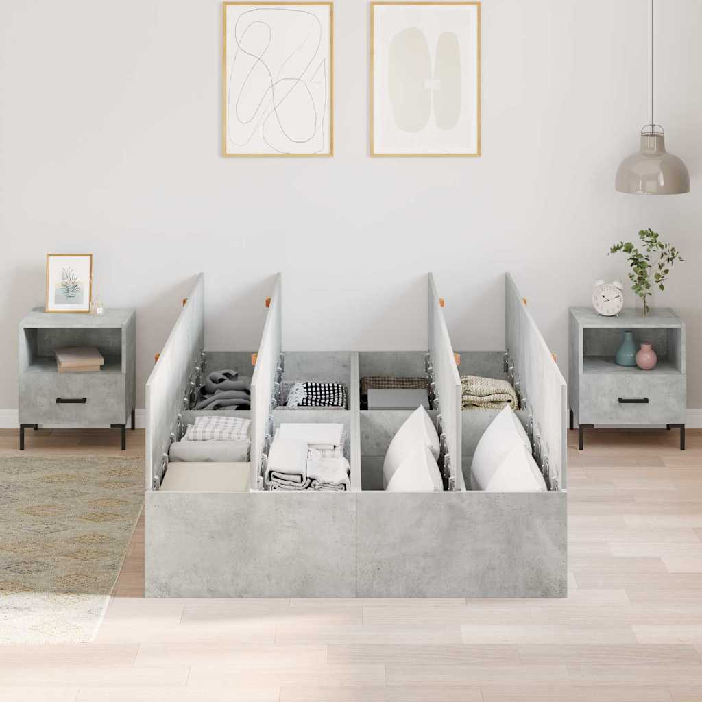 Lit coffre à portes – Gris béton – 120 x 200 cm