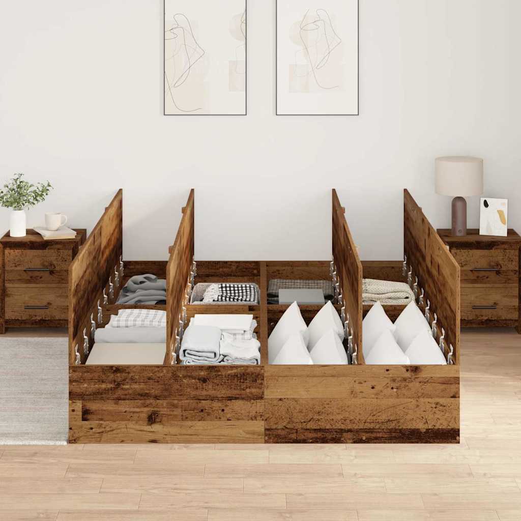 Lit coffre à portes – Bois ancien – 135 x 190 cm