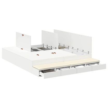 Lit coffre – Blanc bois d'ingénierie – 200 cm