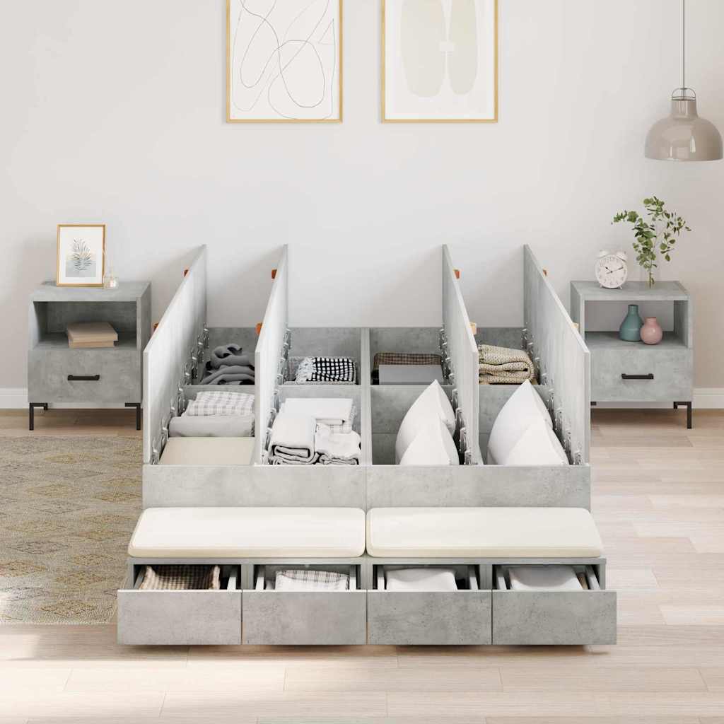 Lit coffre – Gris béton bois d'ingénierie – 120 cm