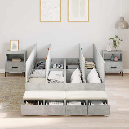 Lit coffre – Gris béton bois d'ingénierie – 120 cm