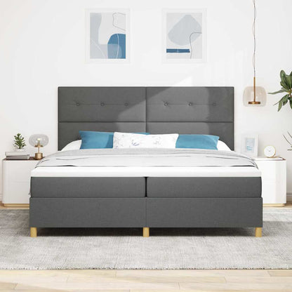Lit à ressorts avec tête de lit – Gris foncé tissu – 200 x 200 cm