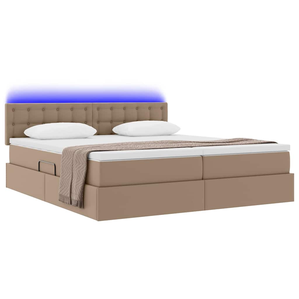 Lit coffre LED – Cappuccino – 180 x 200 cm