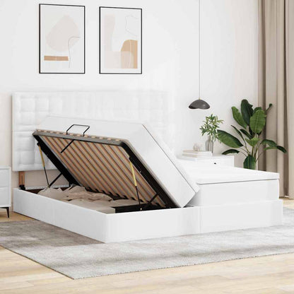 Lit coffre avec matelas – Blanc pur – 200 x 200 cm
