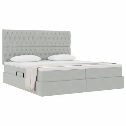 Lit coffre – Gris clair velours – 200 x 200 cm