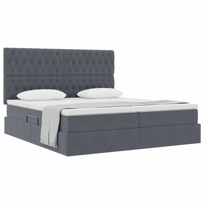 Lit coffre – Gris foncé velours – 200 x 200 cm