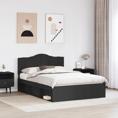 Cadre de lit avec tête de lit – Noir pin massif – 160 x 200 cm
