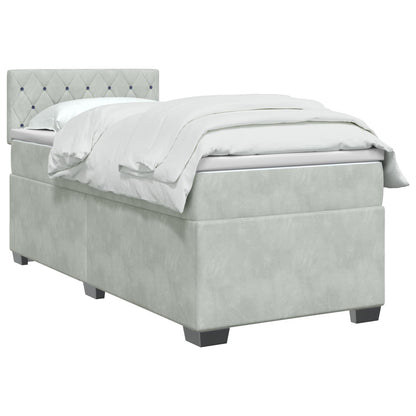 Lit boxspring LED avec matelas – Gris clair velours
