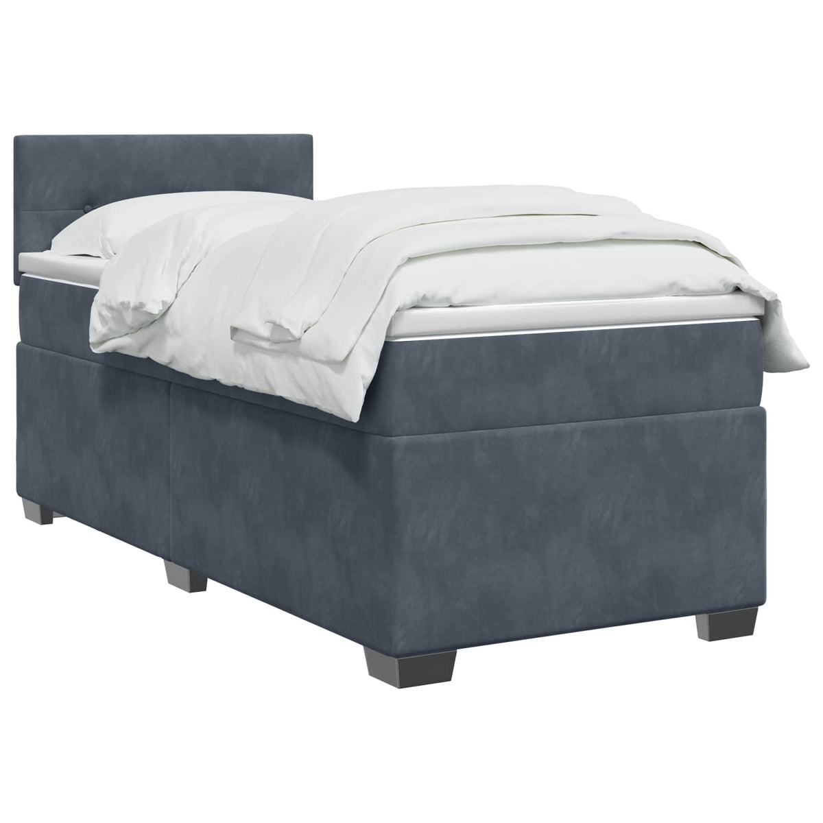 Lit boxspring LED avec matelas – Gris foncé velours