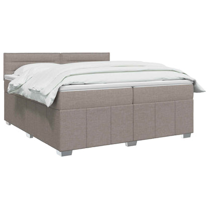 Lit boxspring avec matelas – Taupe tissu – 200 x 200 cm