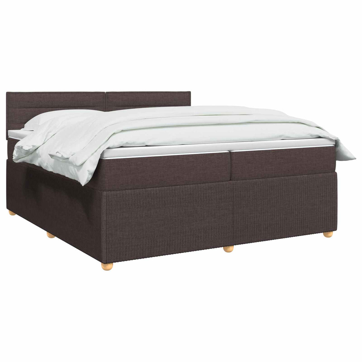 Lit boxspring avec matelas – Marron foncé tissu – 200 x 200 cm