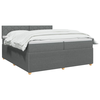 Lit boxspring avec matelas – Gris foncé tissu – 200 x 200 cm