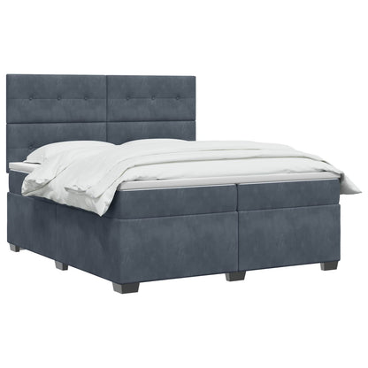Lit boxspring avec matelas – Gris foncé velours – 200 x 200 cm