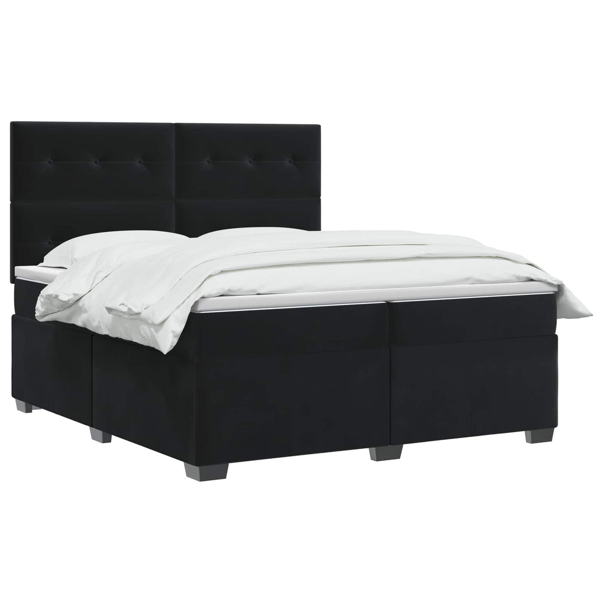 Lit boxspring avec matelas – Noir velours – 200 x 200 cm