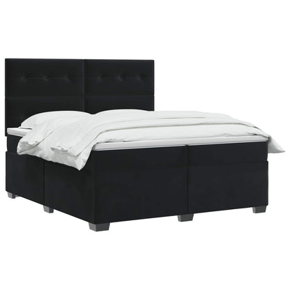 Lit boxspring avec matelas – Noir velours – 200 x 200 cm