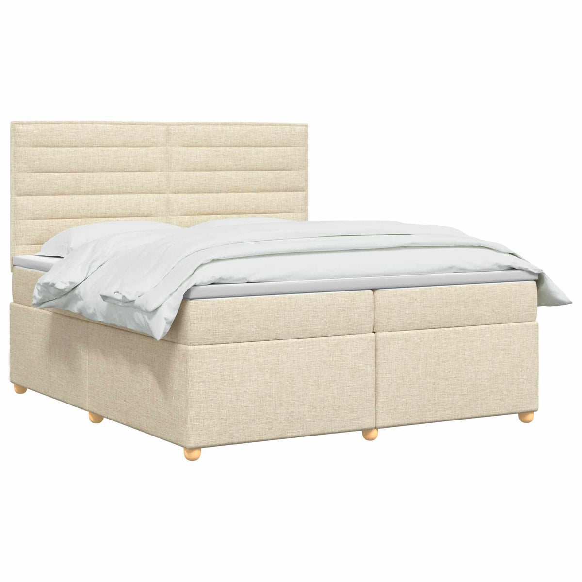 Lit boxspring avec matelas – Crème tissu – 200 x 200 cm