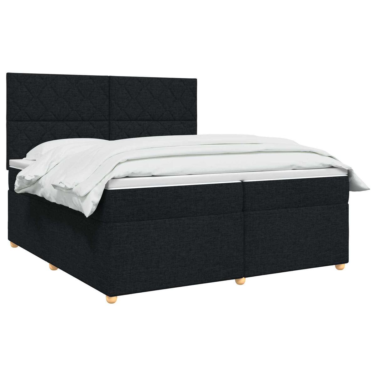 Lit boxspring avec matelas – Noir tissu – 200 x 200 cm