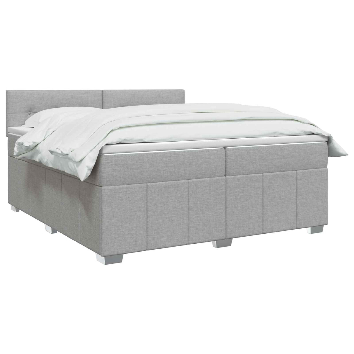 Lit boxspring LED avec matelas – Gris clair tissu – 200 x 200 cm
