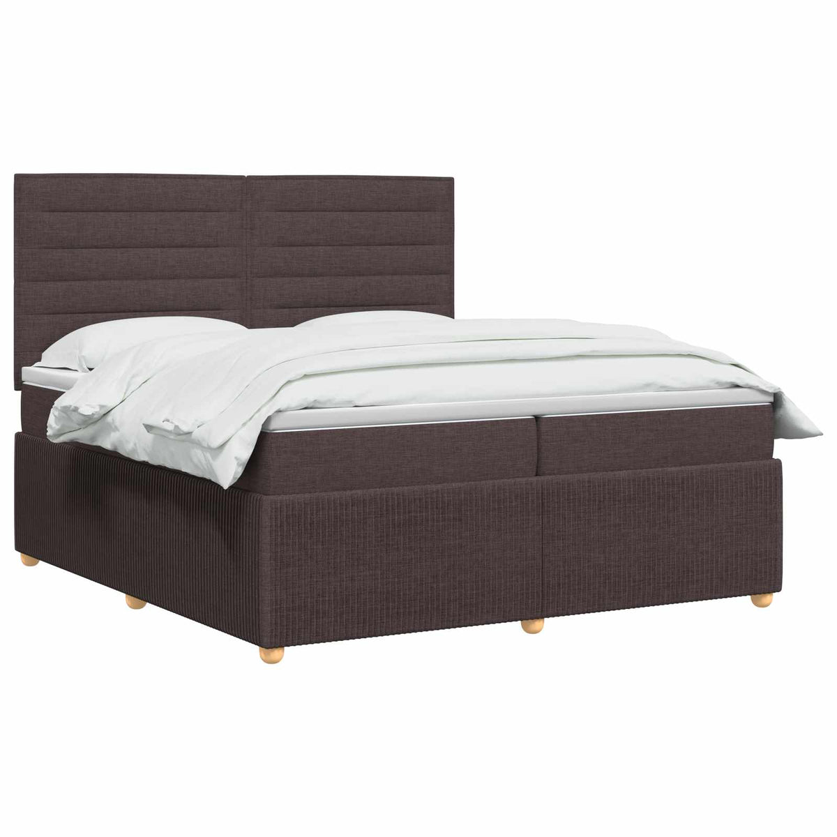 Lit boxspring LED avec matelas – Marron foncé tissu – 200 x 200 cm