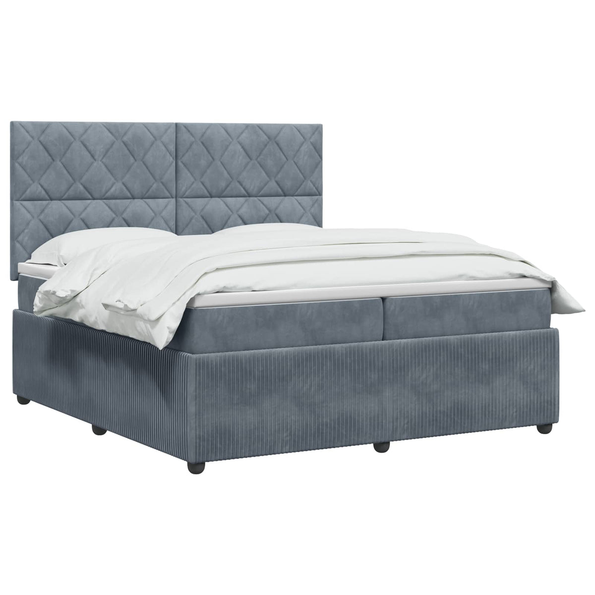 Lit boxspring LED avec matelas – Gris foncé velours – 200 x 200 cm