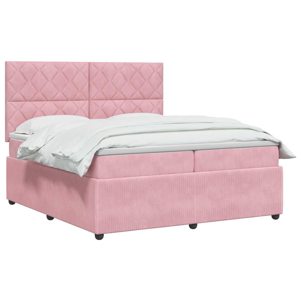 Lit boxspring LED avec matelas – Rose velours – 200 x 200 cm