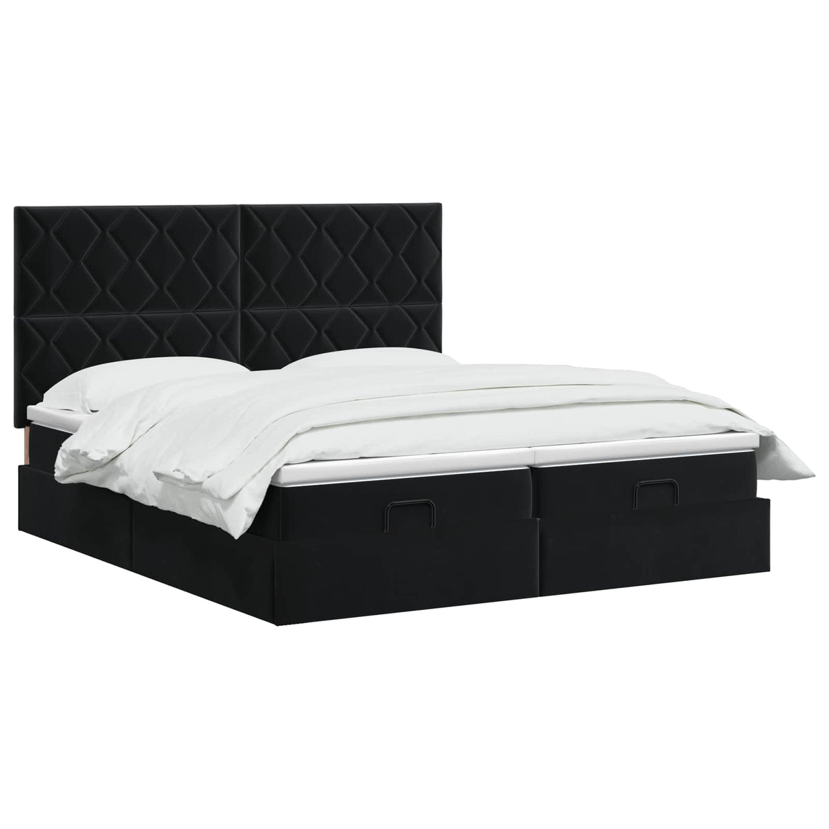 Lit coffre LED avec matelas – Noir velours – 200 x 200 cm