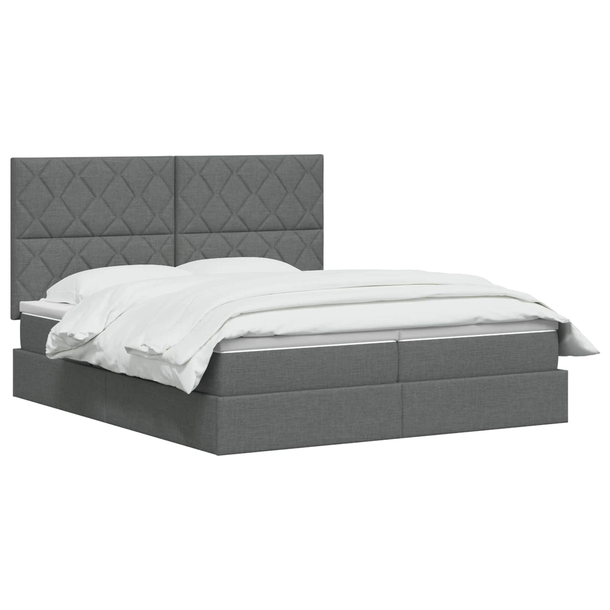 Lit coffre avec tête de lit – Gris foncé tissu – 200 x 200 cm