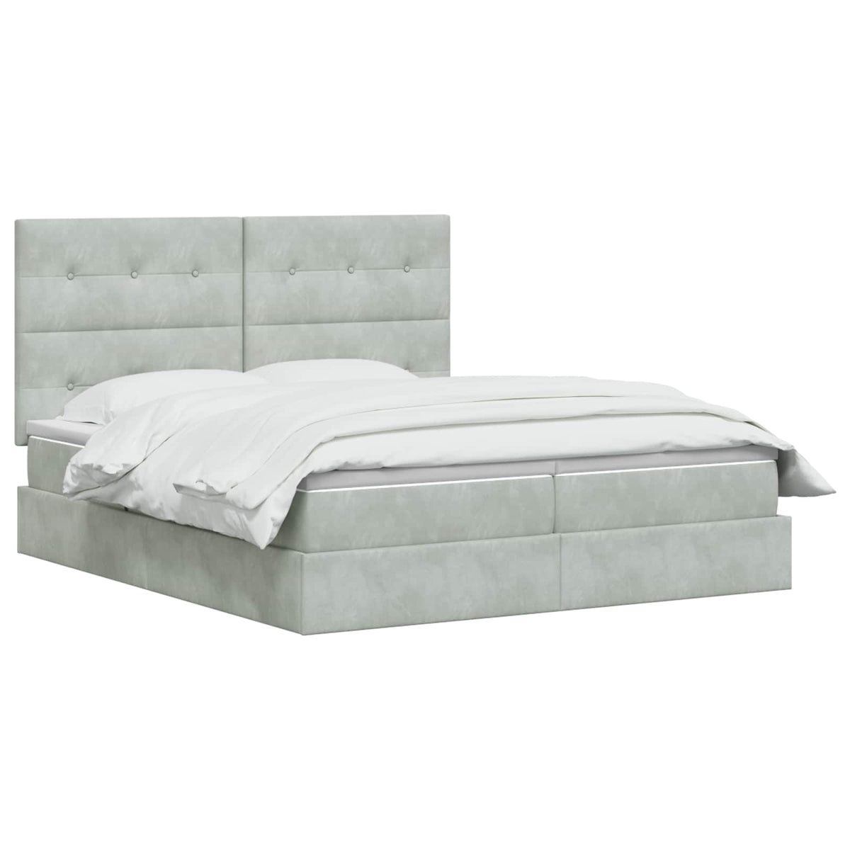 Lit coffre LED avec matelas – Gris clair – 200 x 200 cm