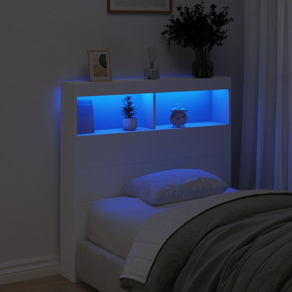Tête de lit avec rangement – Blanc – 100 x 17 x 102 cm