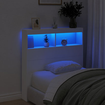 Tête de lit avec rangement – Blanc – 100 x 17 x 102 cm