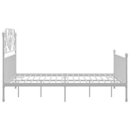 Cadre de lit avec tête de lit – Blanc métal – 140 x 200 cm