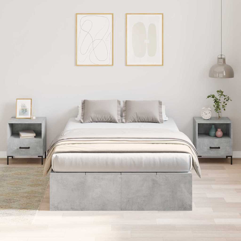 Lit coffre à portes – Gris béton – 120 x 200 cm