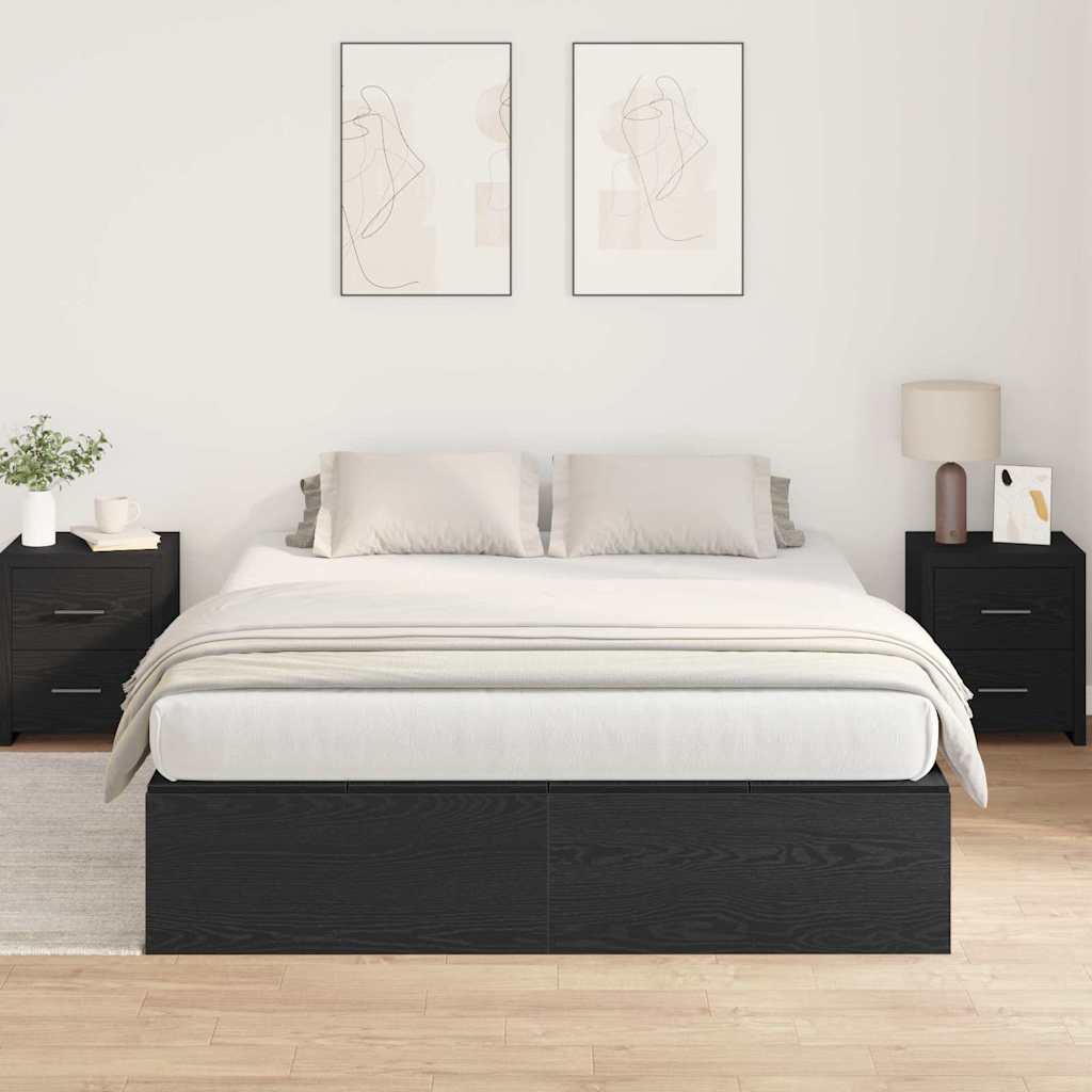 Lit coffre à portes – Chêne noir – 160 x 200 cm