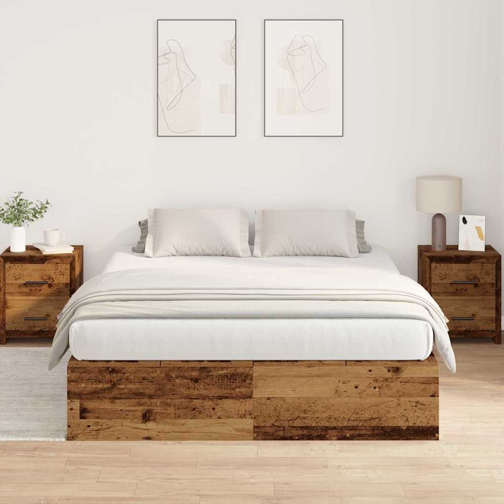 Lit coffre à portes – Bois ancien – 135 x 190 cm