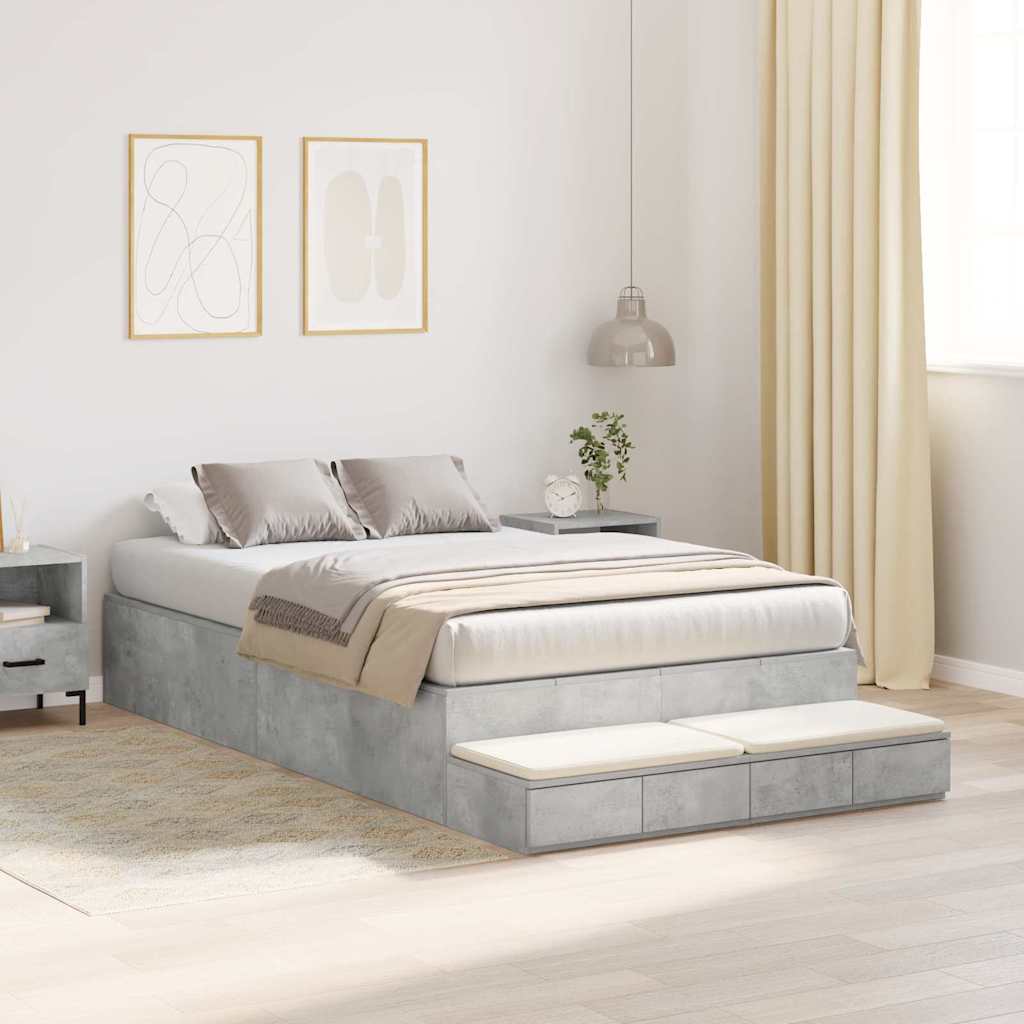 Lit coffre – Gris béton bois d'ingénierie – 120 cm