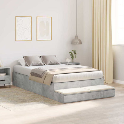 Lit coffre – Gris béton bois d'ingénierie – 120 cm