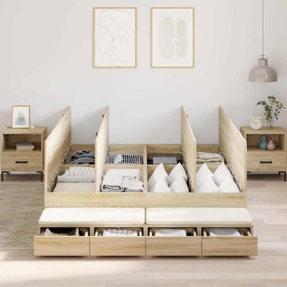 Lit coffre à tiroirs – Chêne Sonoma – 140 cm