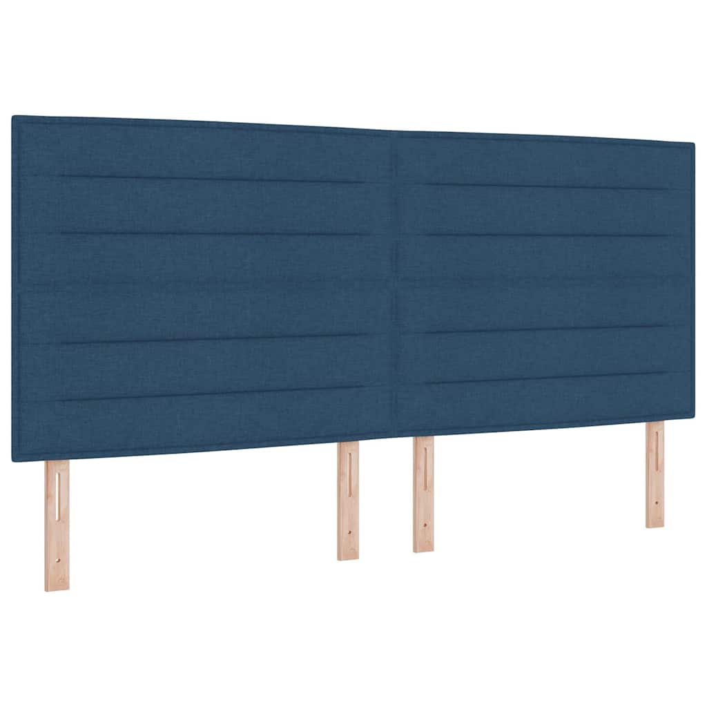 Lit à ressorts avec tête de lit – Bleu tissu – 200 x 200 cm