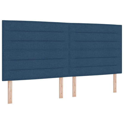 Lit à ressorts avec tête de lit – Bleu tissu – 200 x 200 cm