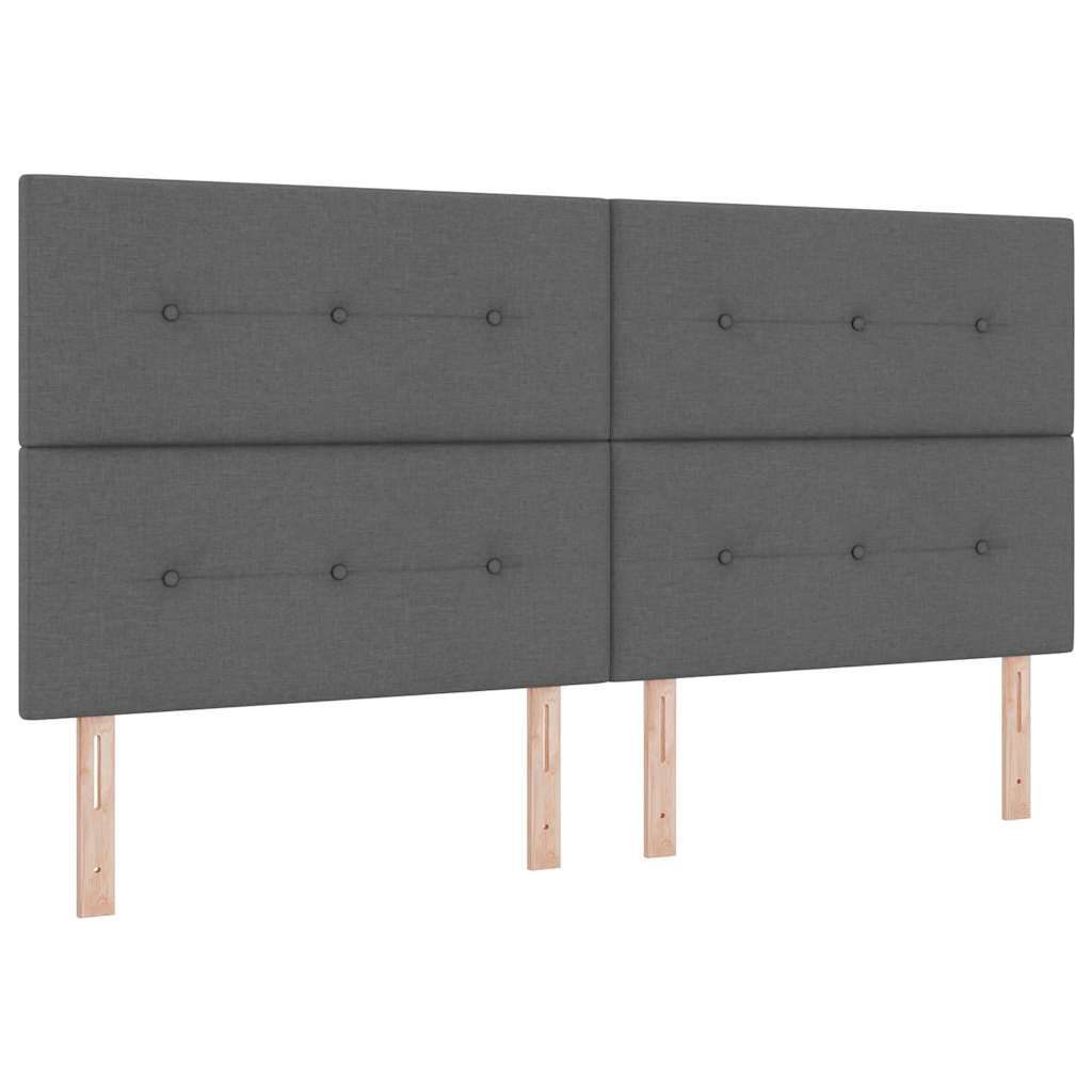 Lit à ressorts avec tête de lit – Gris foncé tissu – 200 x 200 cm