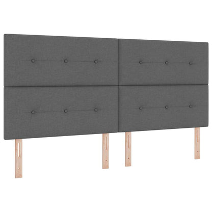 Lit à ressorts avec tête de lit – Gris foncé tissu – 200 x 200 cm