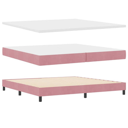 Lit à ressorts avec tête de lit – Rose velours – 200 x 200 cm