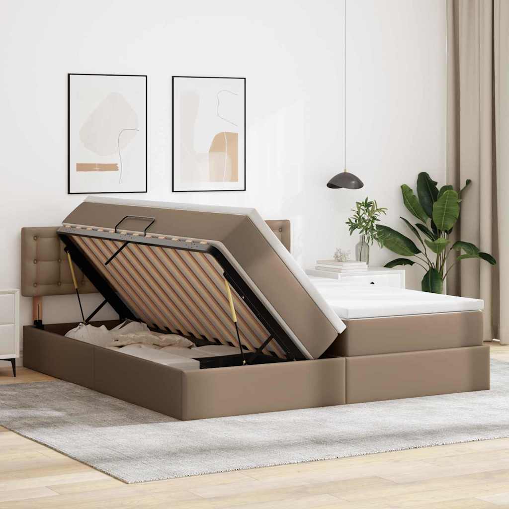 Lit coffre LED – Cappuccino – 180 x 200 cm