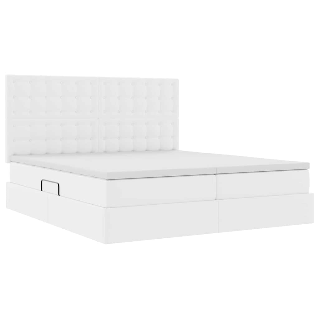 Lit coffre avec matelas – Blanc pur – 200 x 200 cm