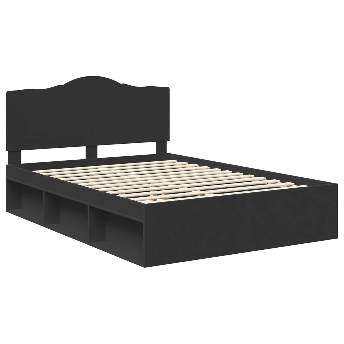 Cadre de lit avec tête de lit – Noir pin massif – 160 x 200 cm
